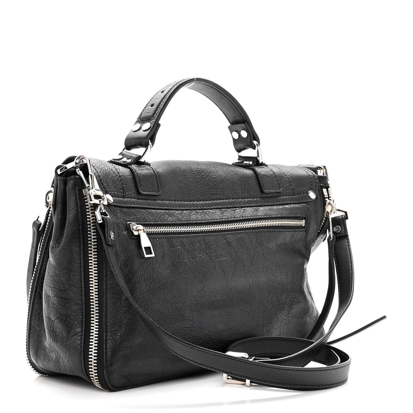 Lambskin Medium PS1 Plus Zip Satchel Black