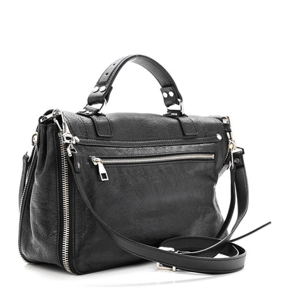Proenza Schouler Lambskin Medium PS1 Plus Zip Satchel Black 2 of 9