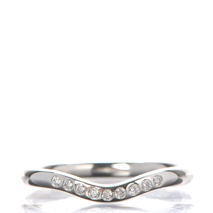 Tiffany Platinum Diamond Elsa Peretti Curved Wedding Band Ring 51 5.75 1 of 5