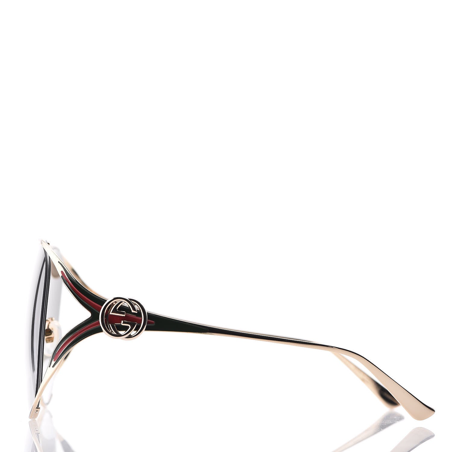 Gucci Metal Oversized Round Frame GG0225S Sunglasses Gold 3 of 8