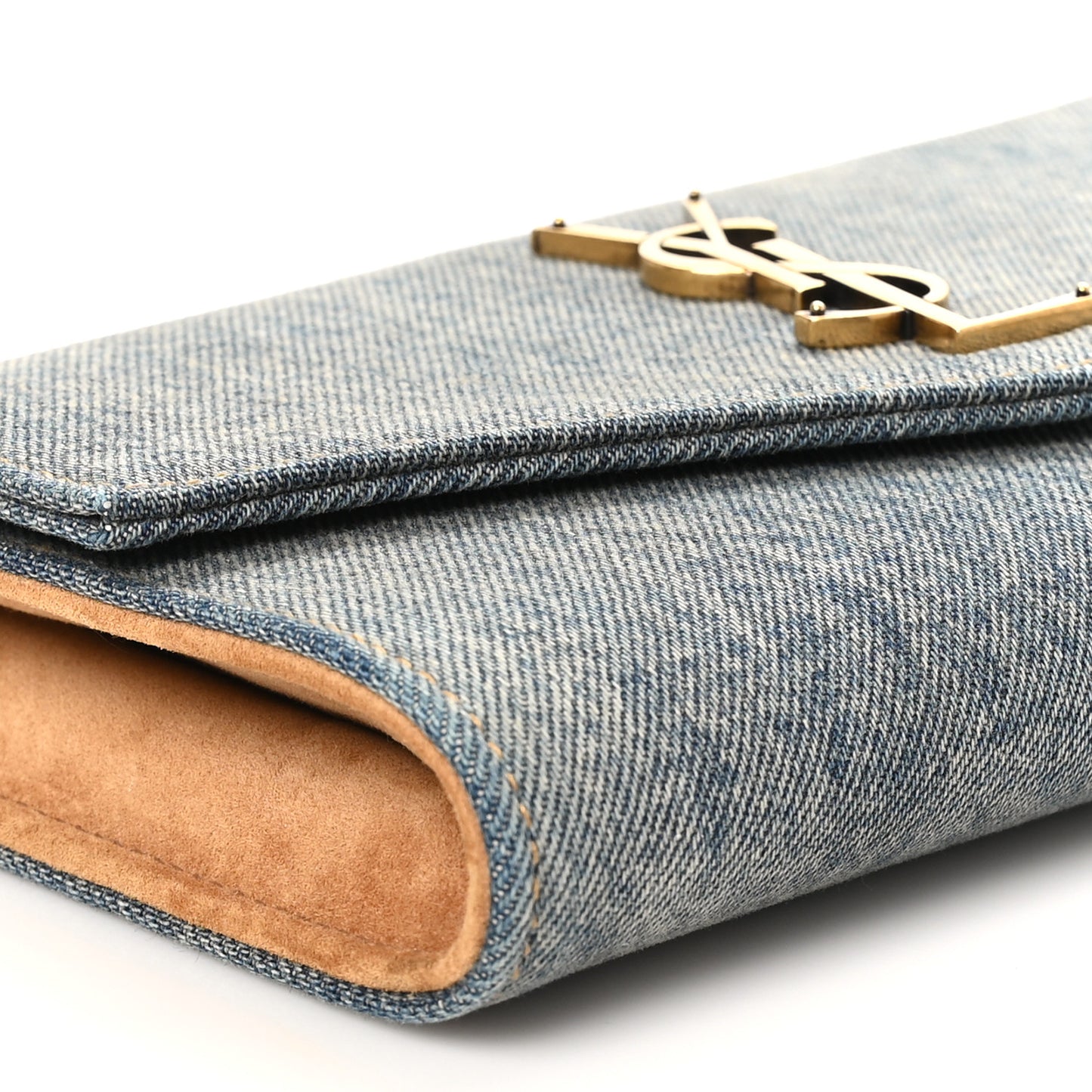 Denim Monogram Chain Wallet Rodeo Blue Cinnamon
