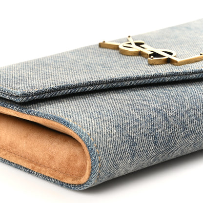 Saint Laurent Denim Monogram Chain Wallet Rodeo Blue Cinnamon 9 of 10