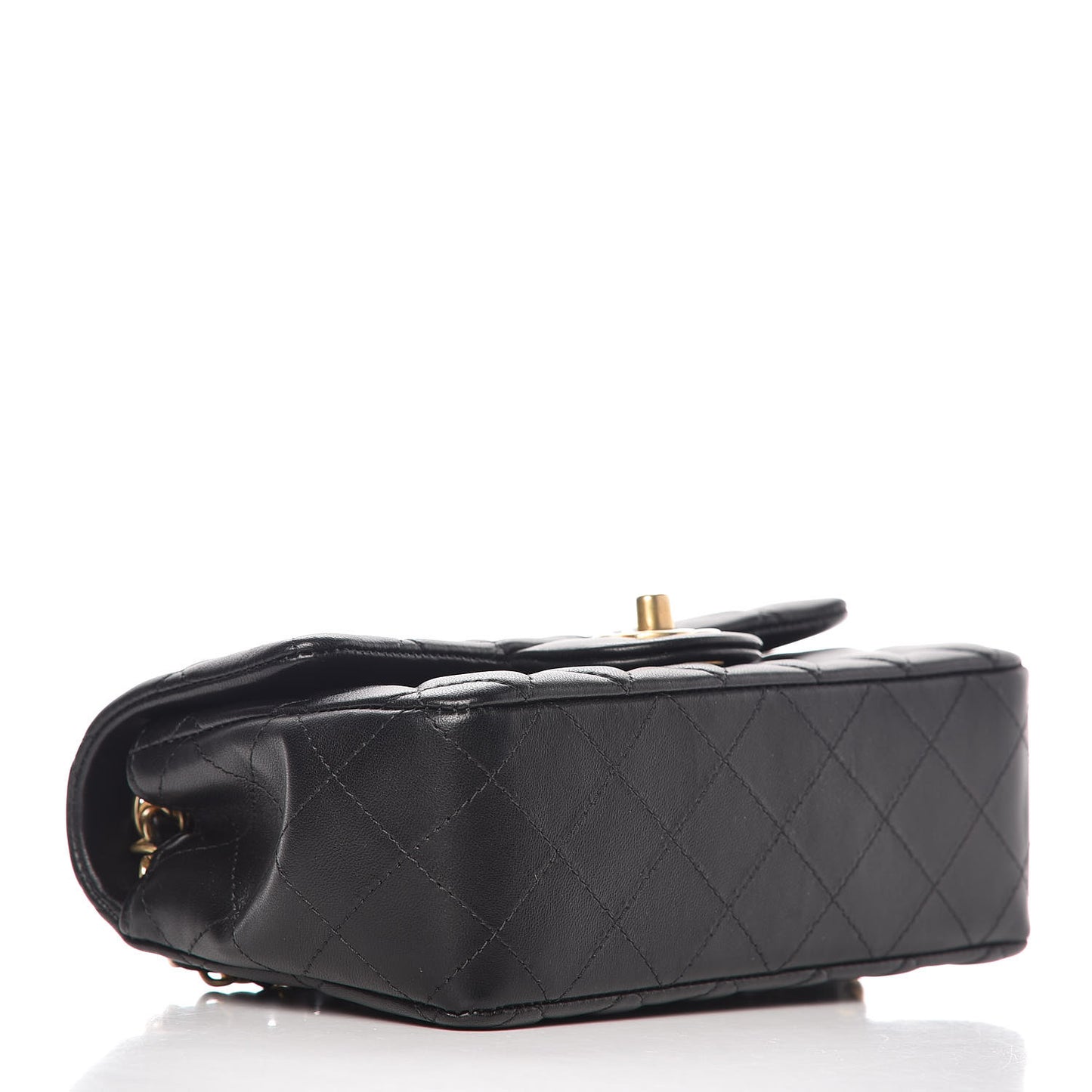 Lambskin Quilted Mini Rectangular Flap Black