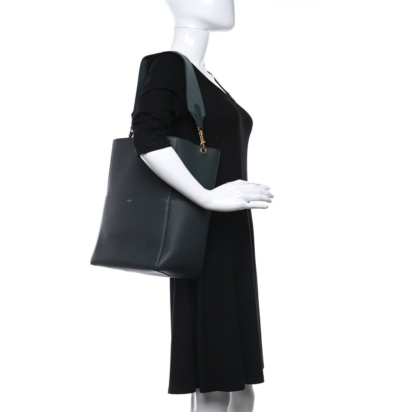 Soft Grained Calfskin Sangle Bucket Bag Amazone