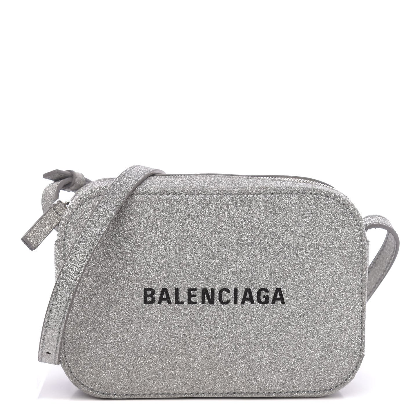 Glitter Calfskin Logo XS Everyday Camera Bag Silver