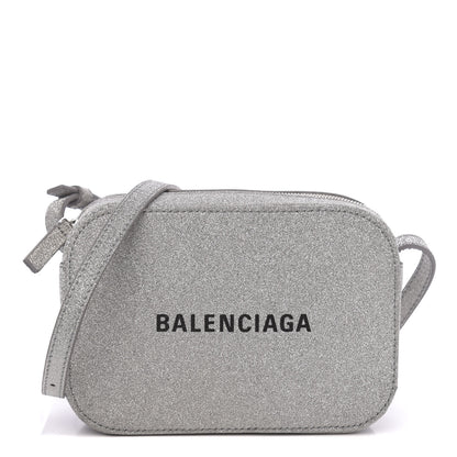 Balenciaga Glitter Calfskin Logo XS Everyday Camera Bag Silver 1 of 10