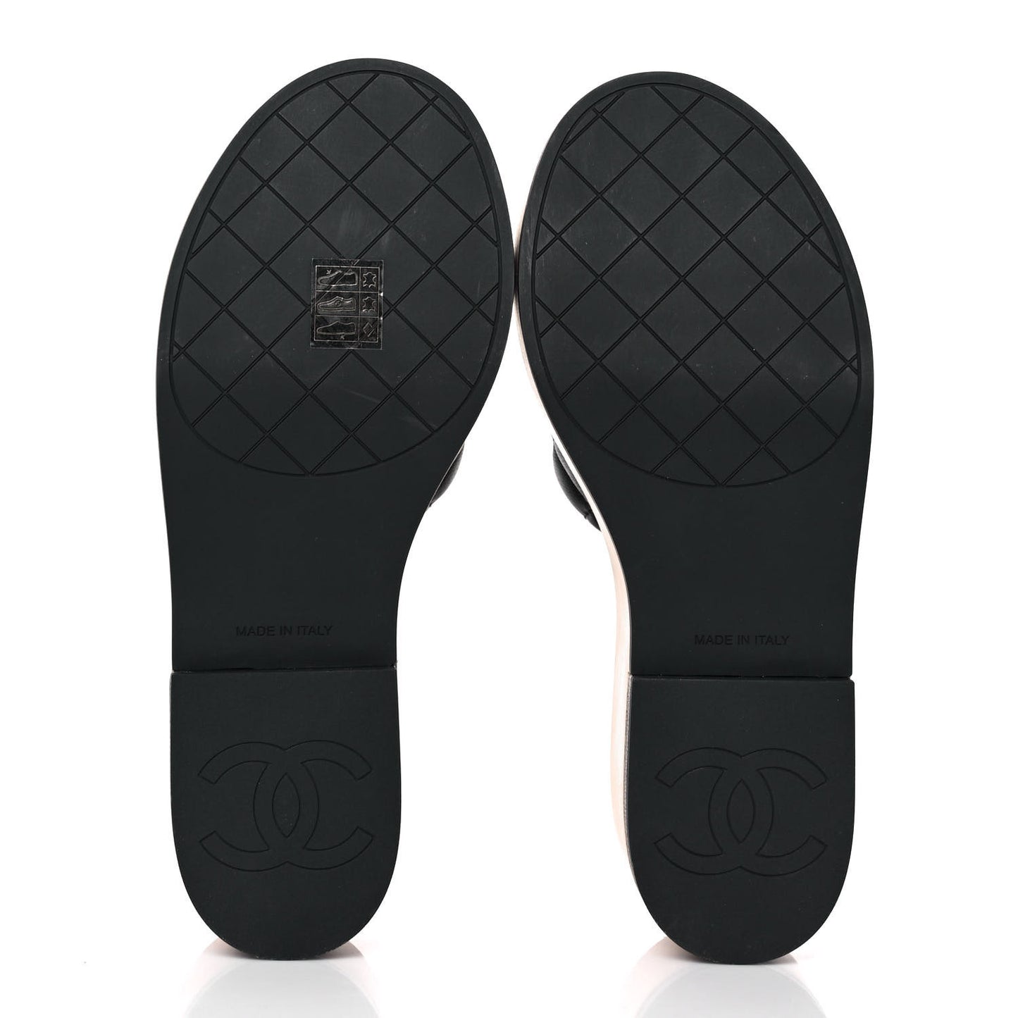 Lambskin Quilted CC Wedge Sandals 39 Black