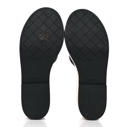 Chanel Lambskin Quilted CC Wedge Sandals 39 Black 5 of 9