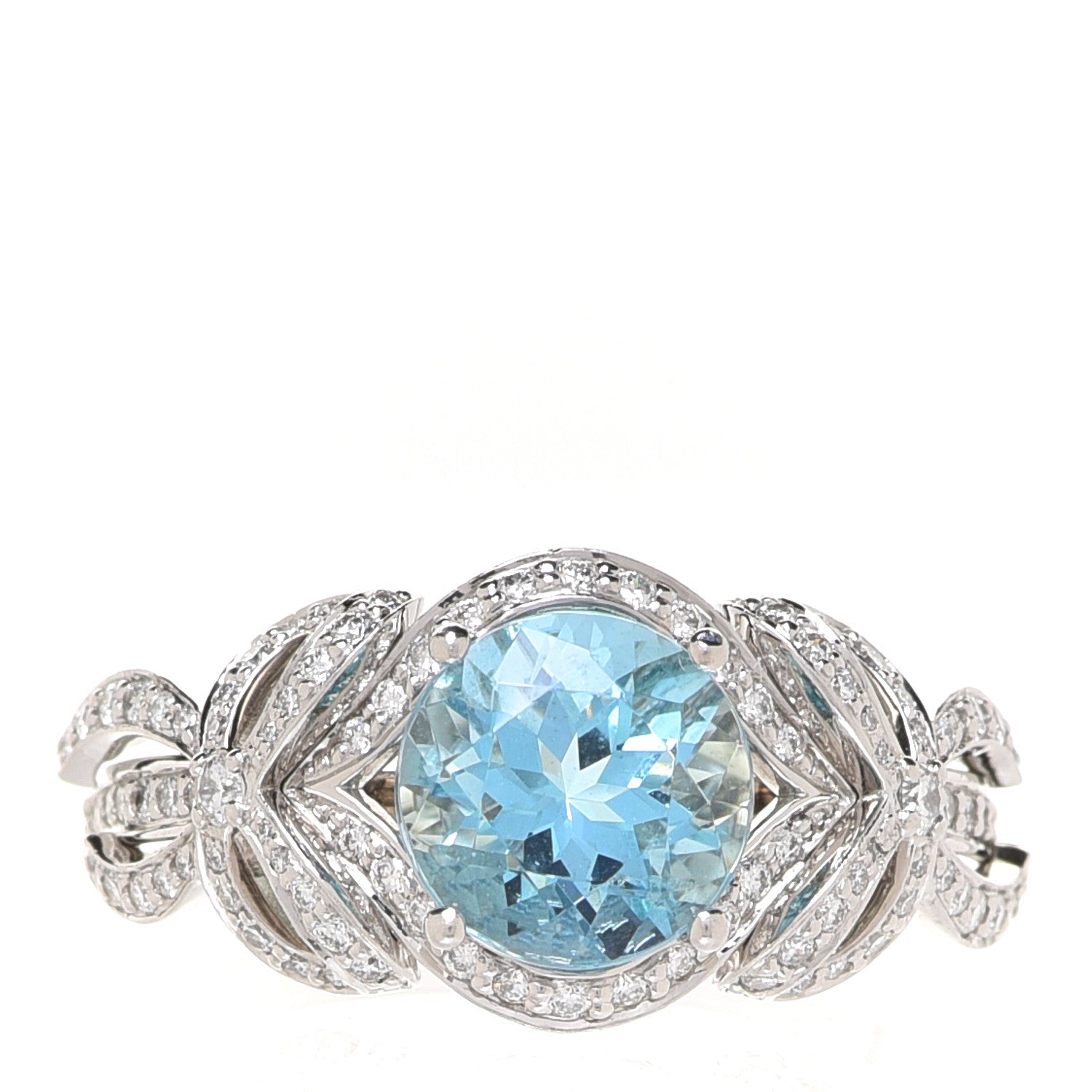 Tiffany Platinum Aquamarine Diamond 1.54ct Double Bow Ring 52 6 1 of 6