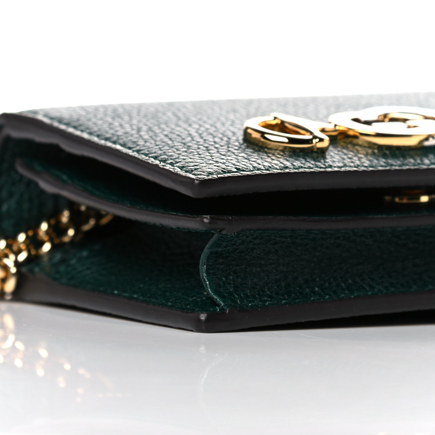 Gucci Grainy Calfskin Zumi Chain Card Case Wallet Vintage Green 8 of 10