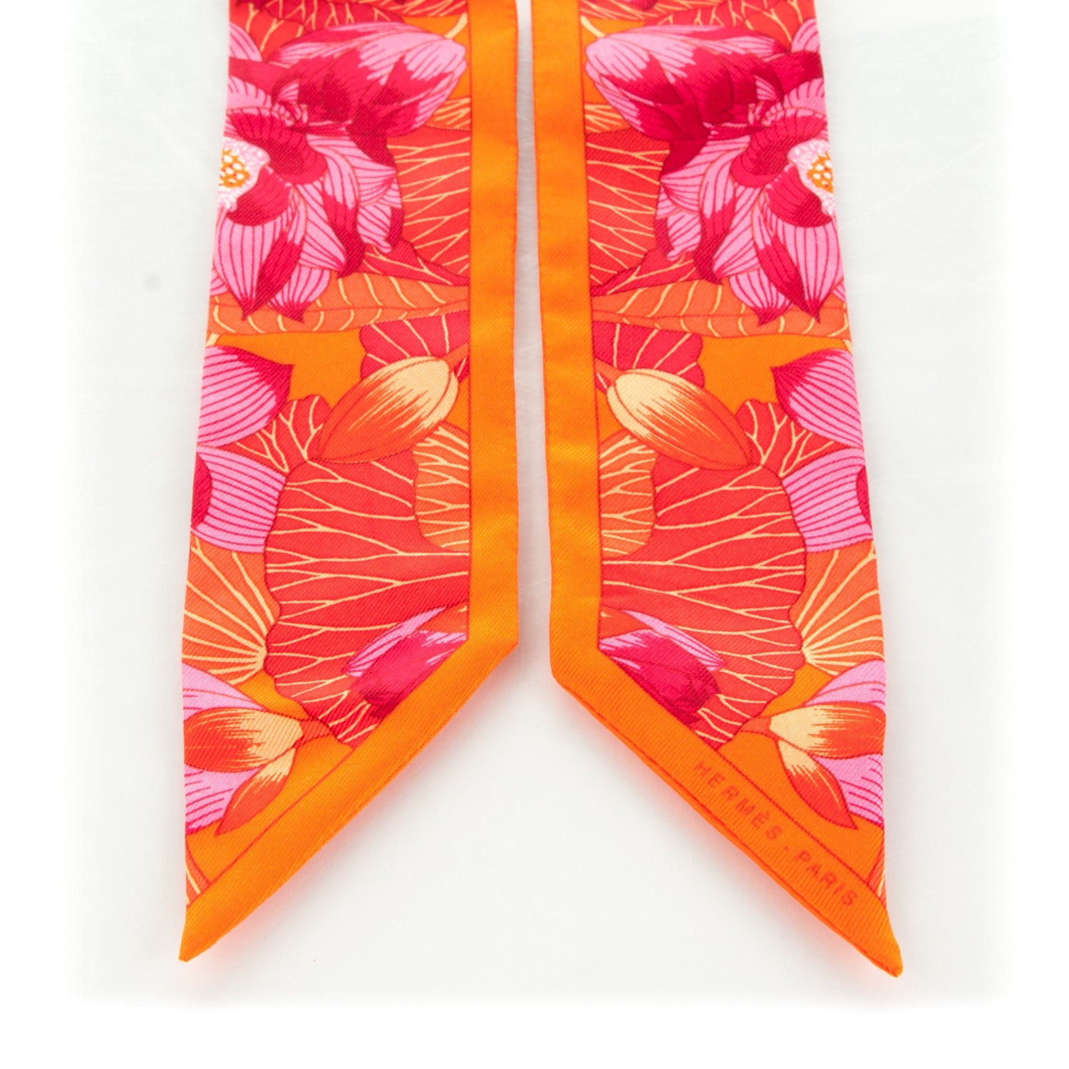 Hermes Silk Fleurs De Lotus Twilly Corail 4 of 4