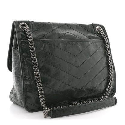 Saint Laurent Crinkled Lambskin Matelasse Monogram Medium Niki Chain Satchel Military Olive 3 of 10