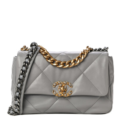 Chanel Goatskin Quilted Medium Chanel 19 Flap Grey 1 of 12
