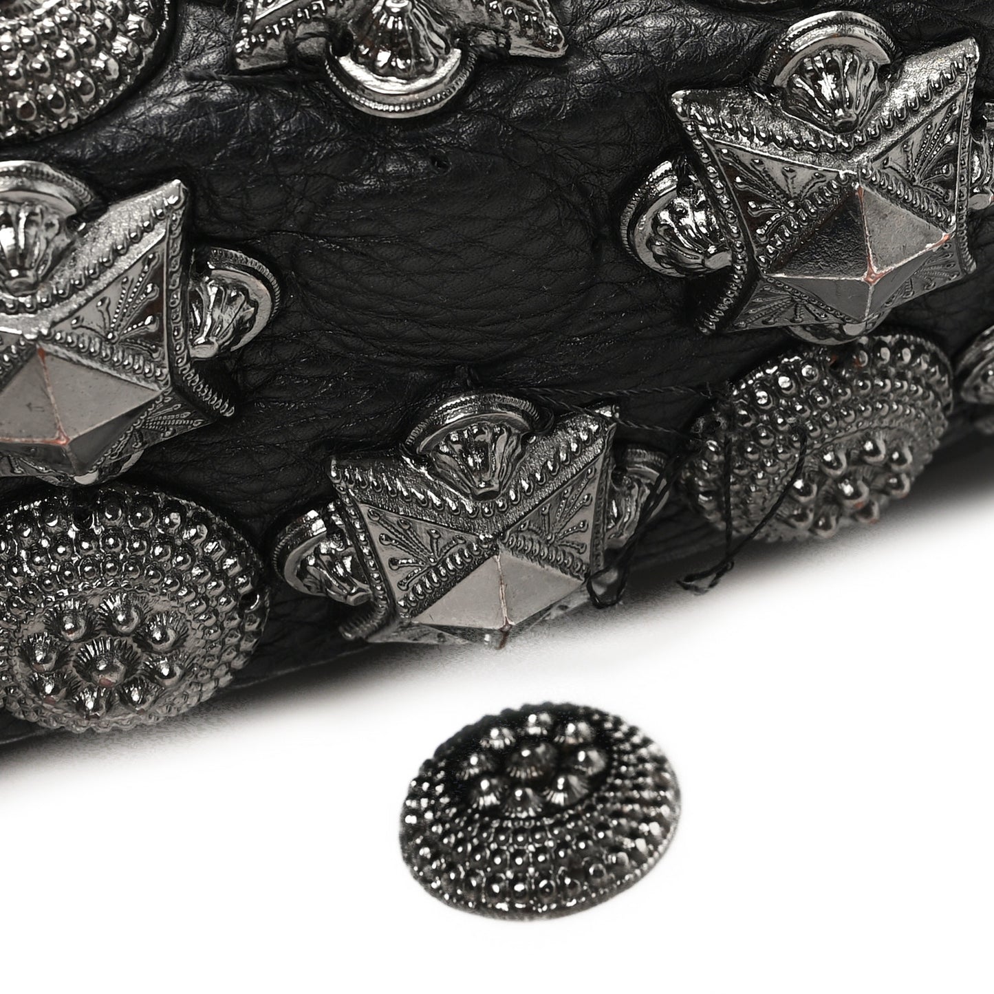 Calfskin Mason Warrior Studded Hobo Black