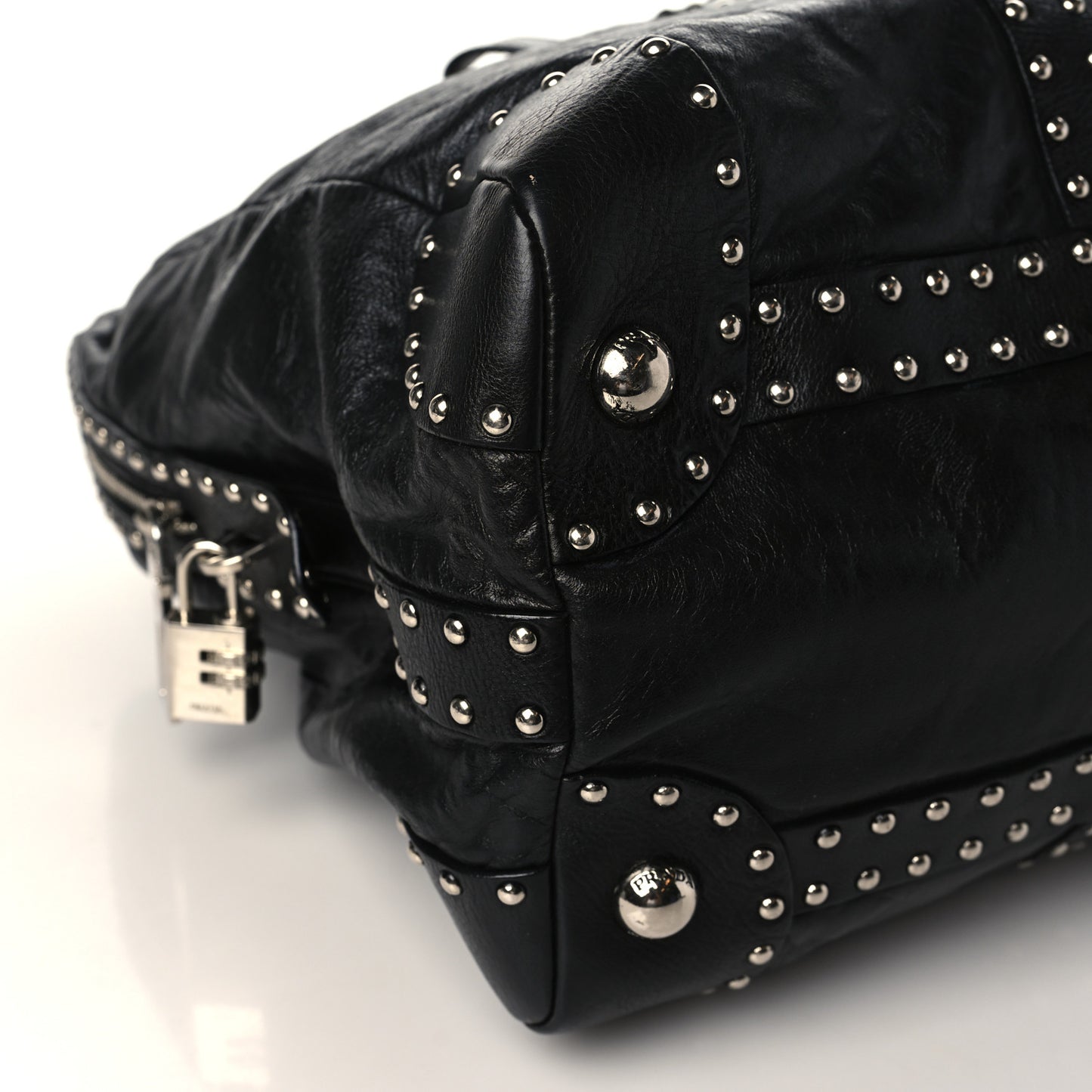 Soft Calf Studded Large Trunk Bag Black