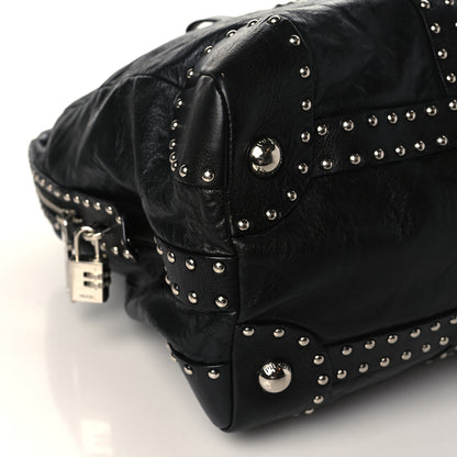 Prada Soft Calf Studded Large Trunk Bag Black 8 of 9