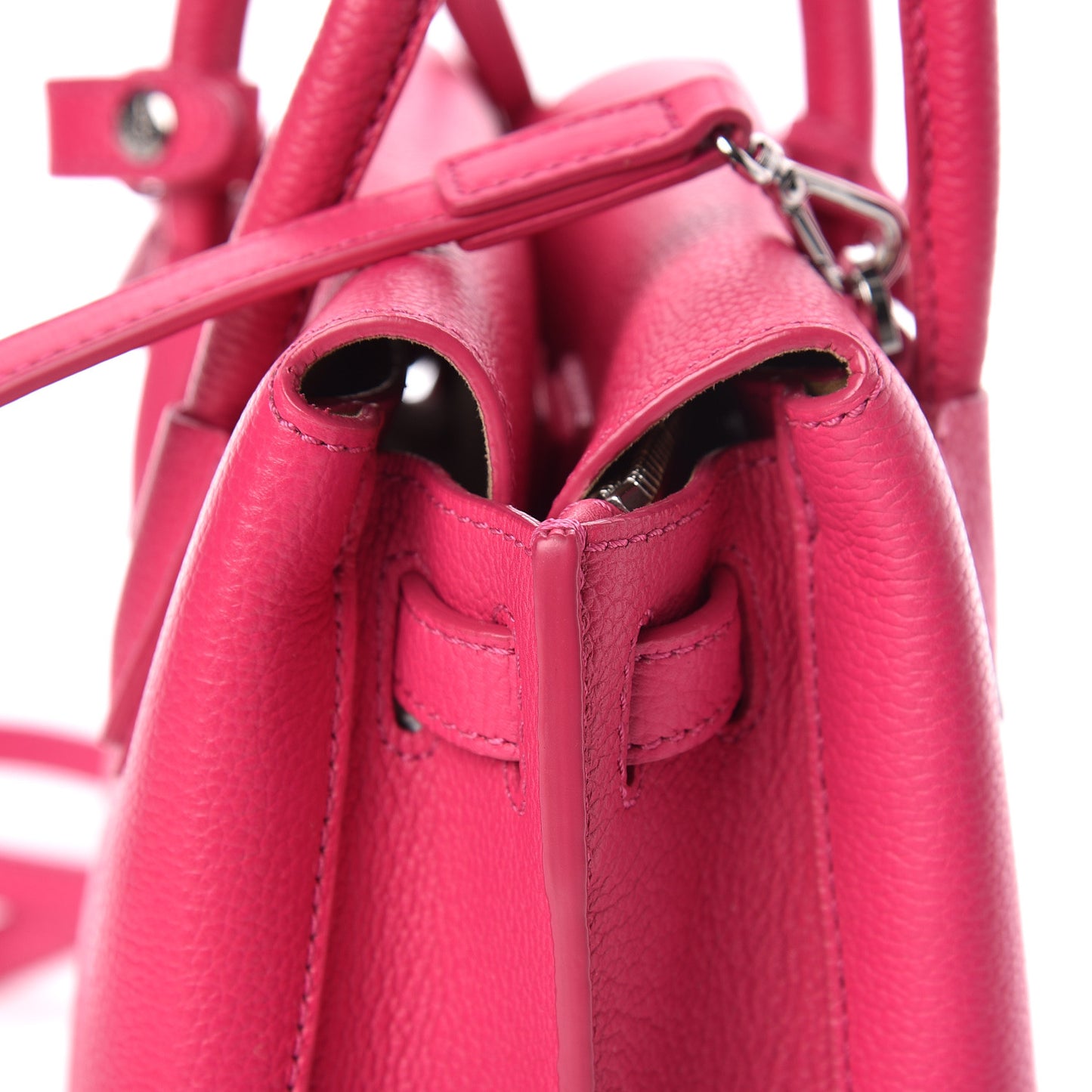 Grained Calfskin Mini Milla Tote Beetroot Pink