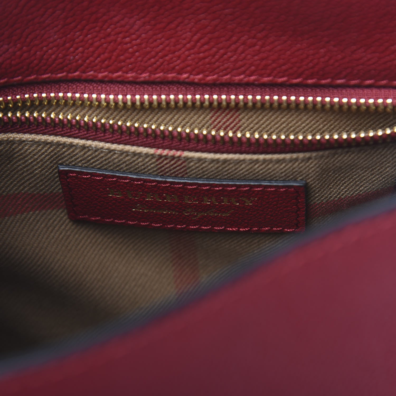 Burberry Soft Grain Calfskin Small Buckle Tote Parade Red 6 of 10