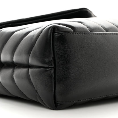 Saint Laurent Calfskin Y Quilted Monogram Small Loulou Chain Satchel Black 9 of 10