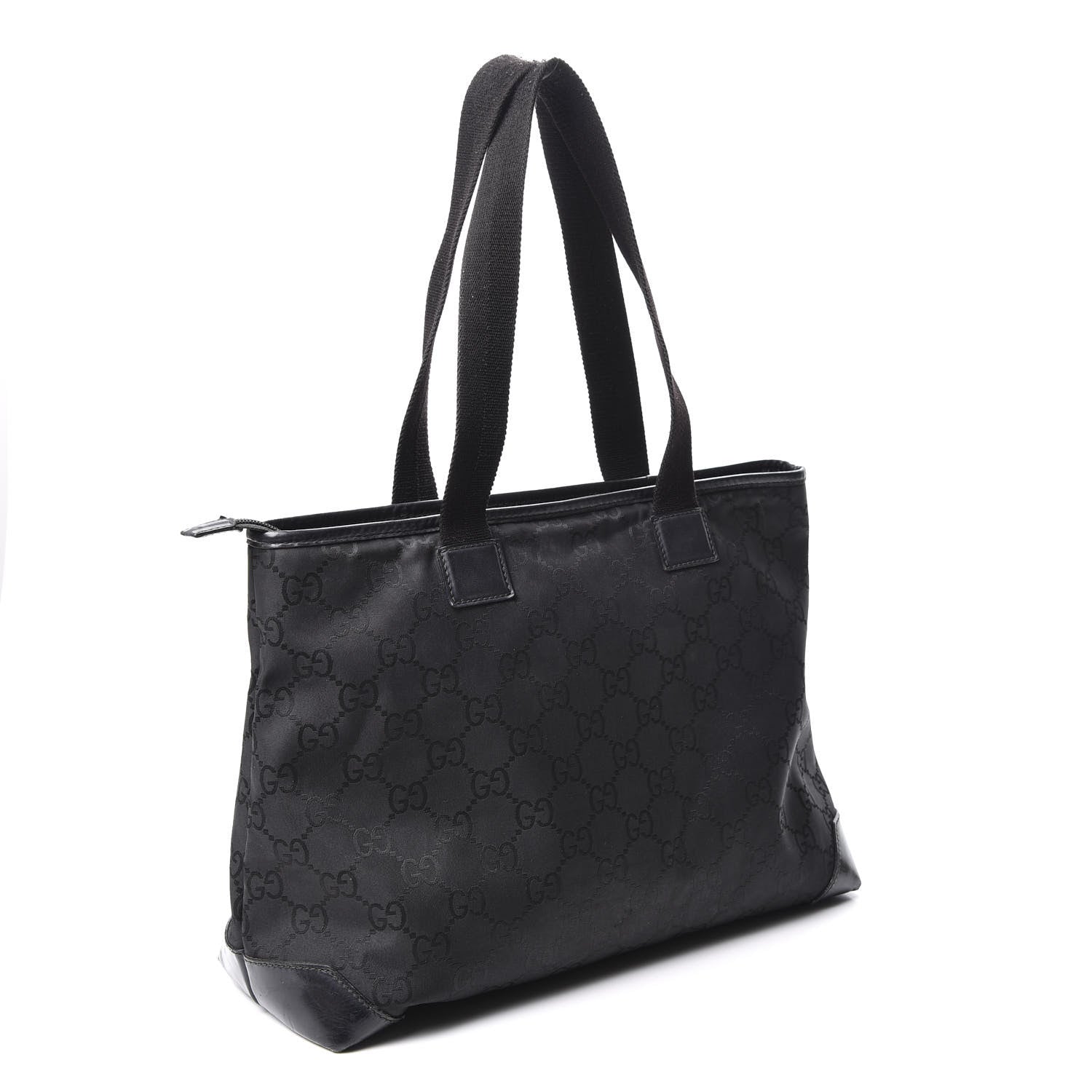 Gucci Nylon Monogram Calfskin Large Tote Bag Black 2 of 13