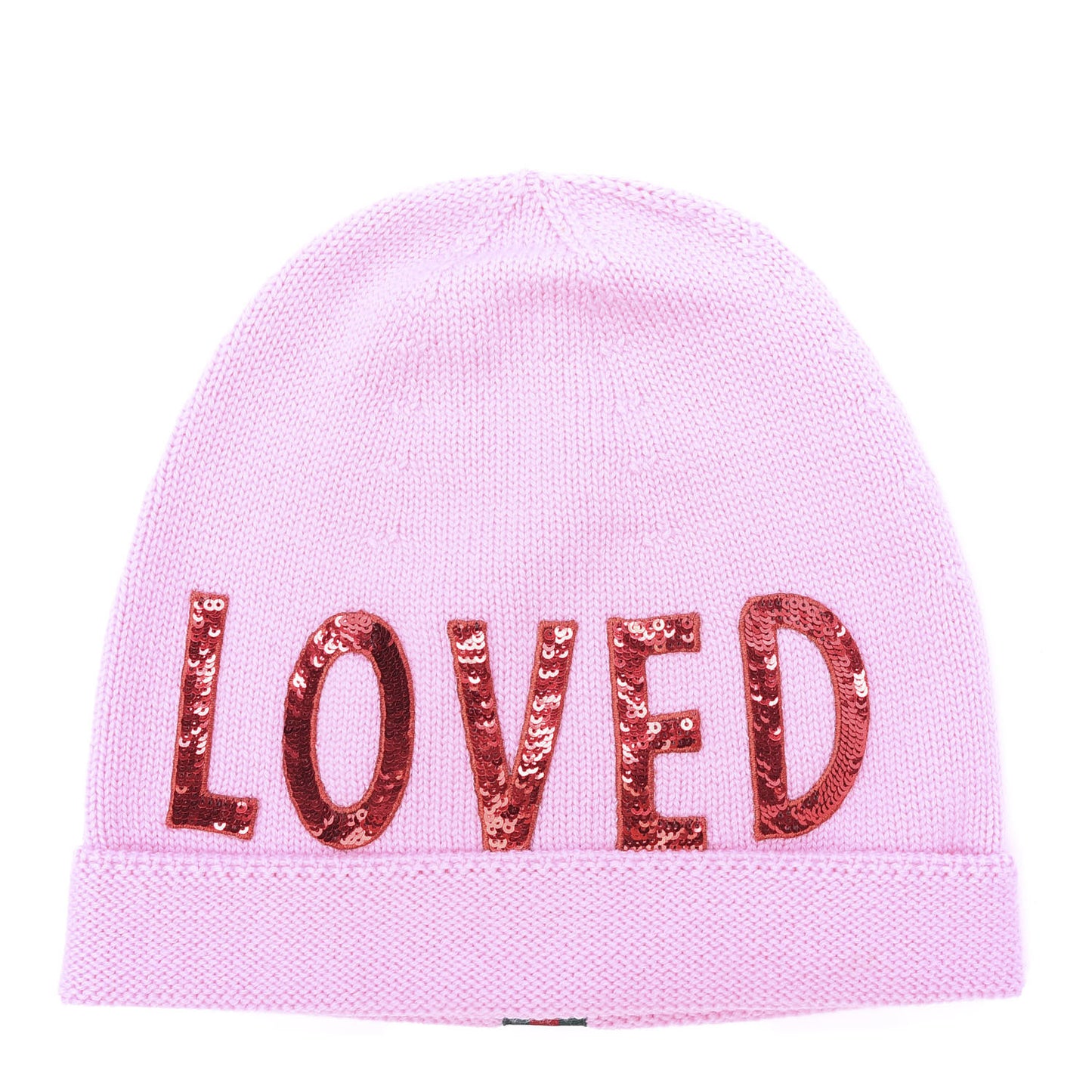 Wool Sequin Loved Beanie Hat M Pink
