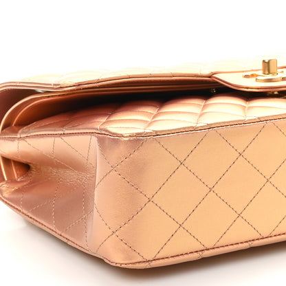 Chanel Metallic Lambskin Quilted Medium Double Flap Golden 9 of 11
