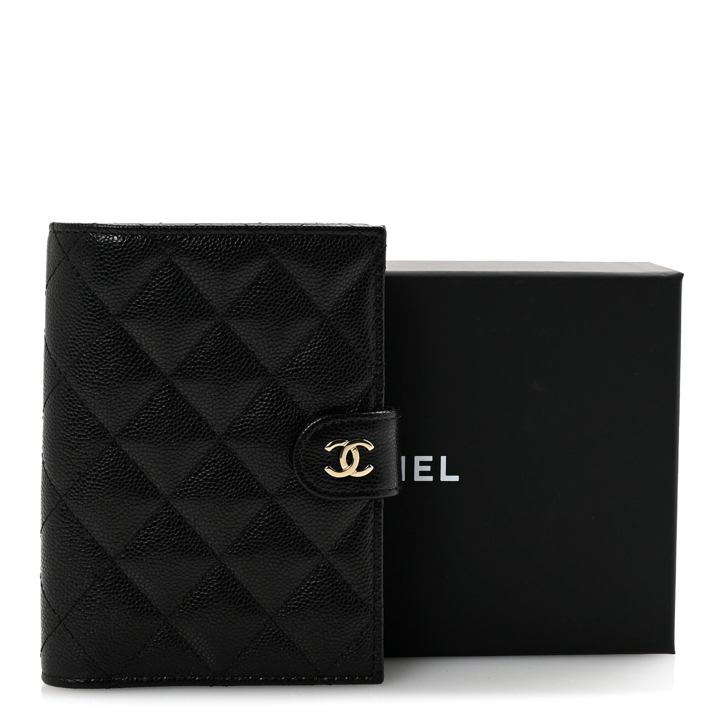 Caviar Quilted Passport Holder Black