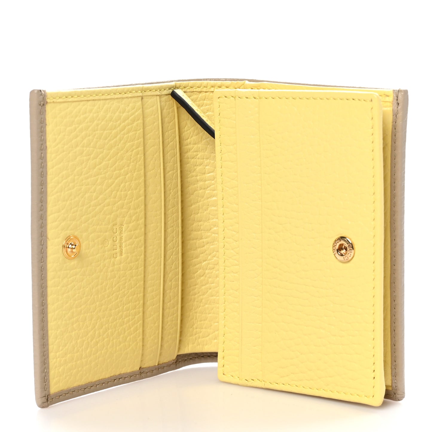 Dollar Calfskin Bi- Color GG Marmont Card Case Oatmeal Banana
