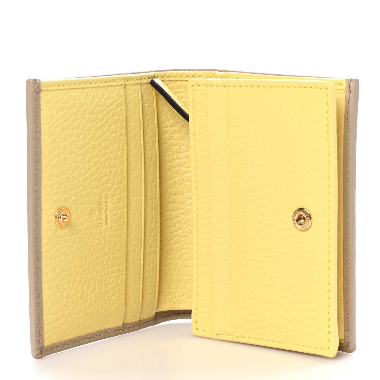 Gucci Dollar Calfskin Bi- Color GG Marmont Card Case Oatmeal Banana 5 of 8