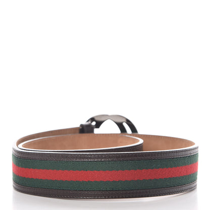 Gucci Calfskin Web Interlocking G Belt 80 32 Dark Brown 3 of 7