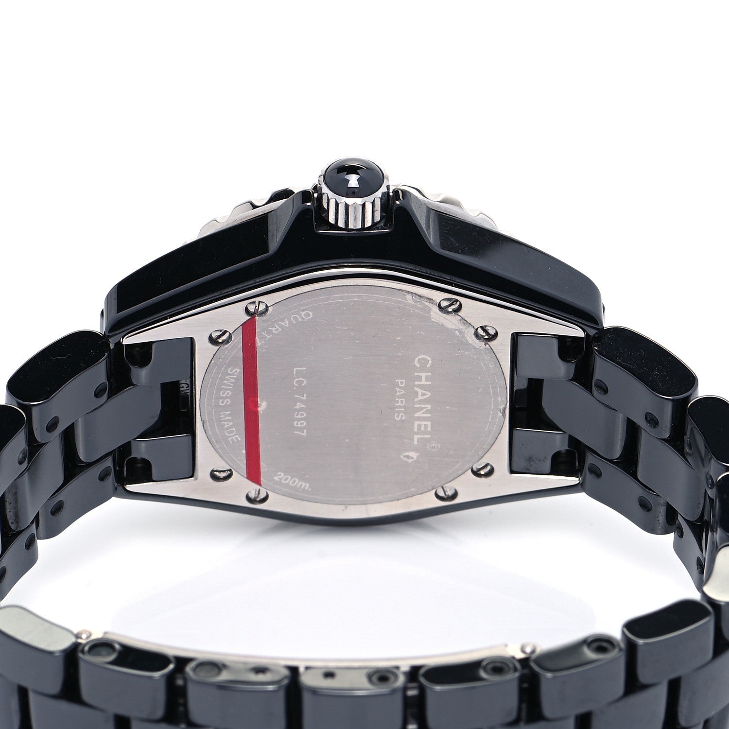 Chanel Stainless Steel Ceramic Diamond 33mm J12 Quartz Watch Black 4 of 4