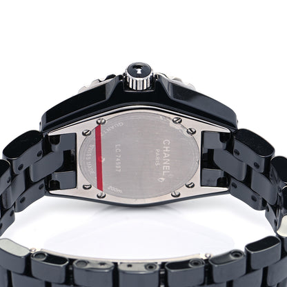 Chanel Stainless Steel Ceramic Diamond 33mm J12 Quartz Watch Black 4 of 4