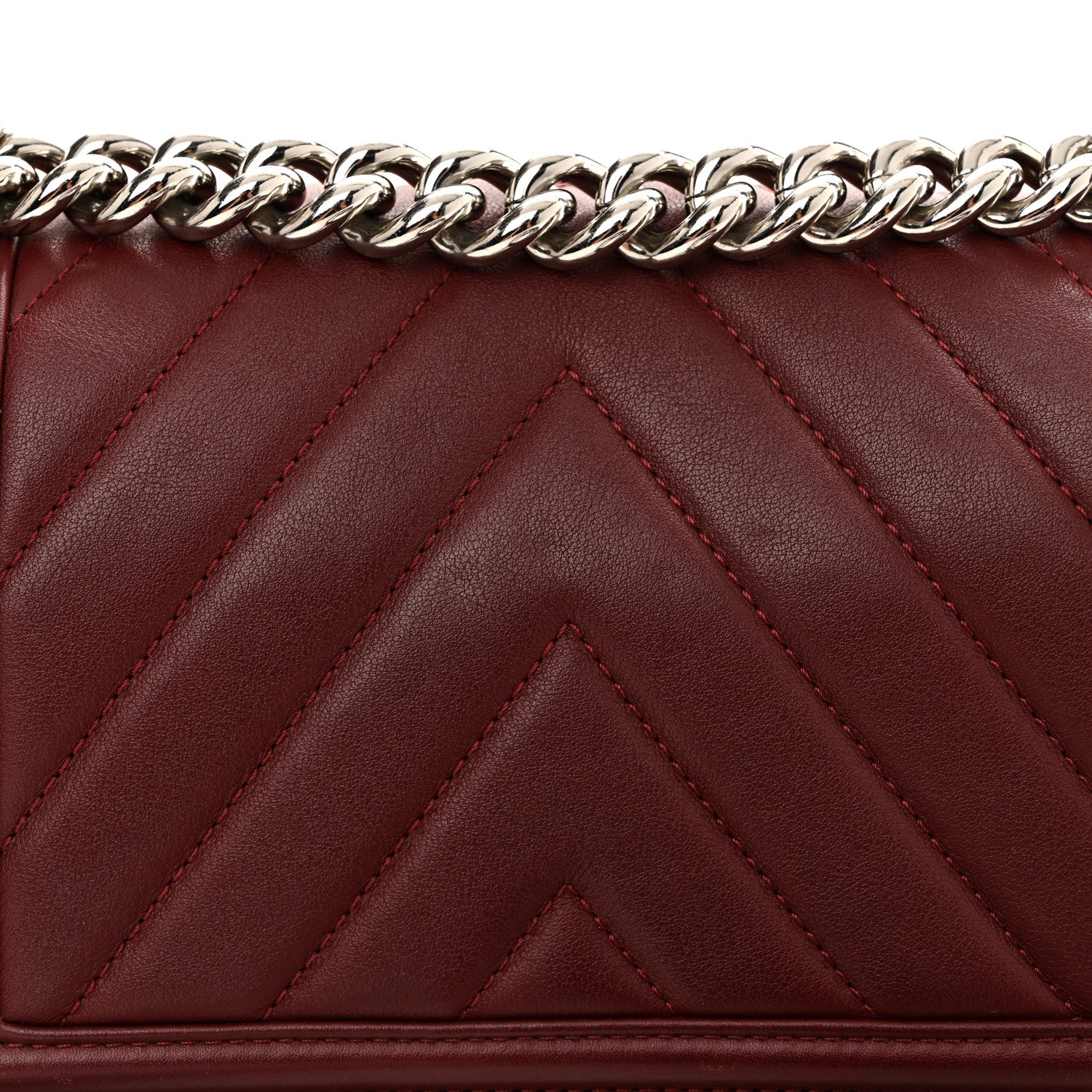 Chanel Calfskin Chevron Quilted Small Boy Flap Burgundy 11 of 13