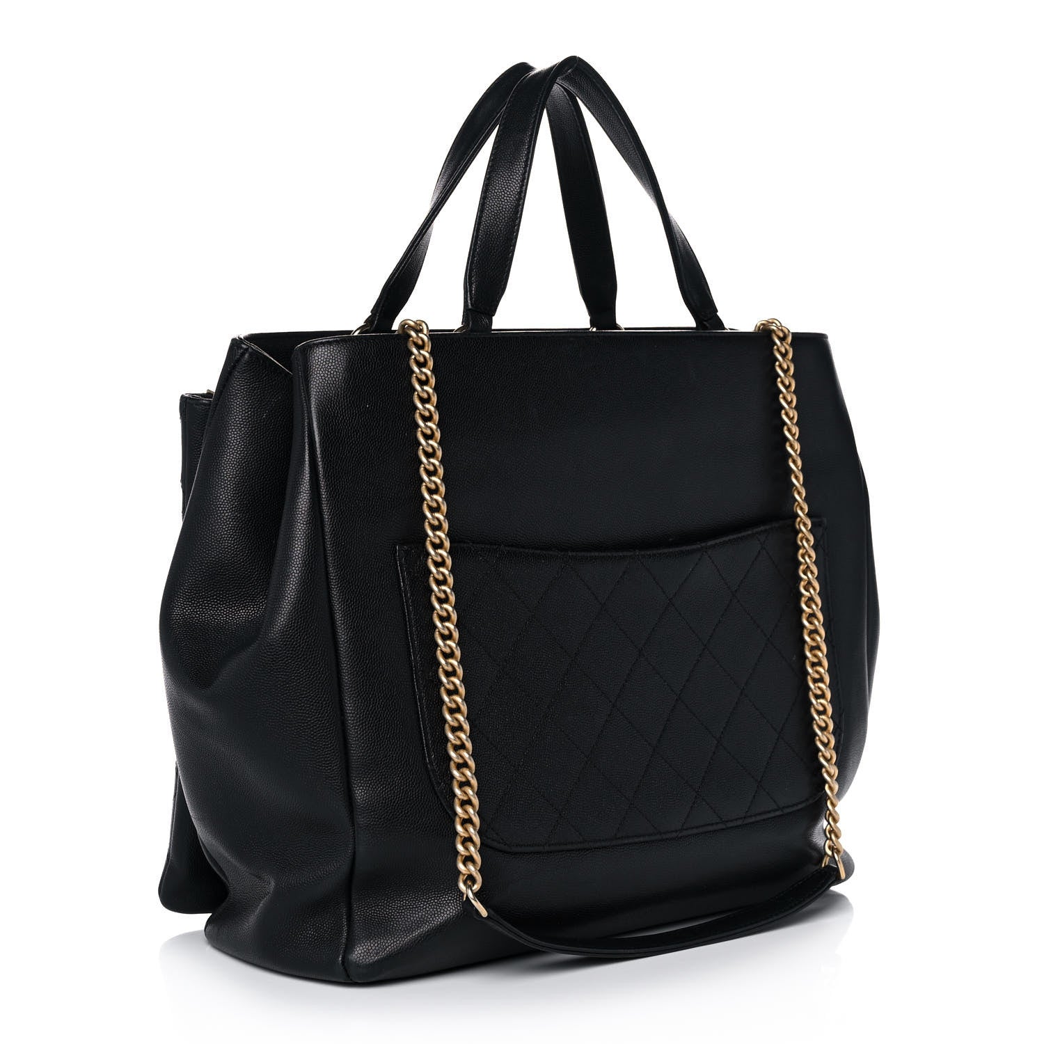 Chanel Grained Calfskin Stitched Lady Coco Top Handle Tote Black 3 of 16
