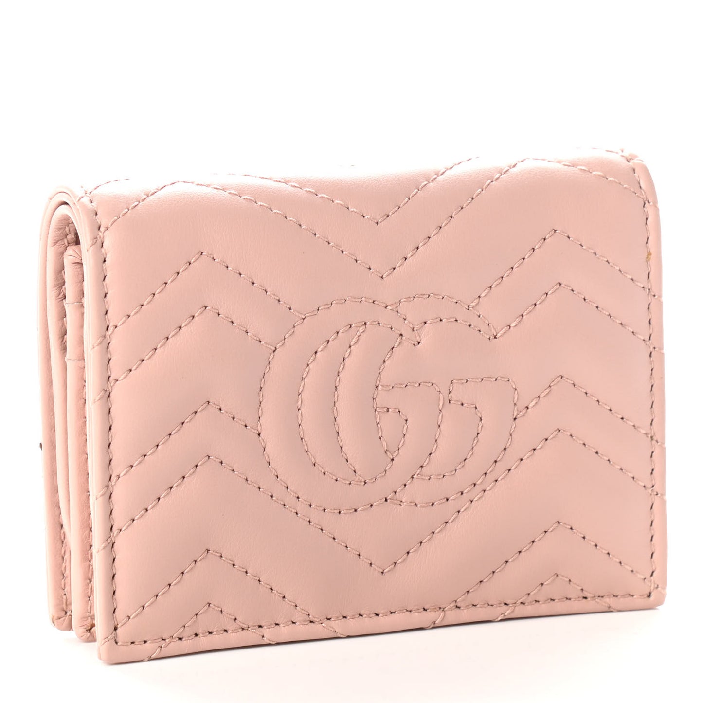 Calfskin Matelasse GG Marmont Card Case Wallet Perfect Pink