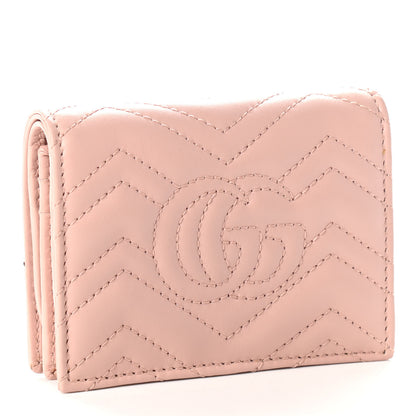 Gucci Calfskin Matelasse GG Marmont Card Case Wallet Perfect Pink 3 of 8
