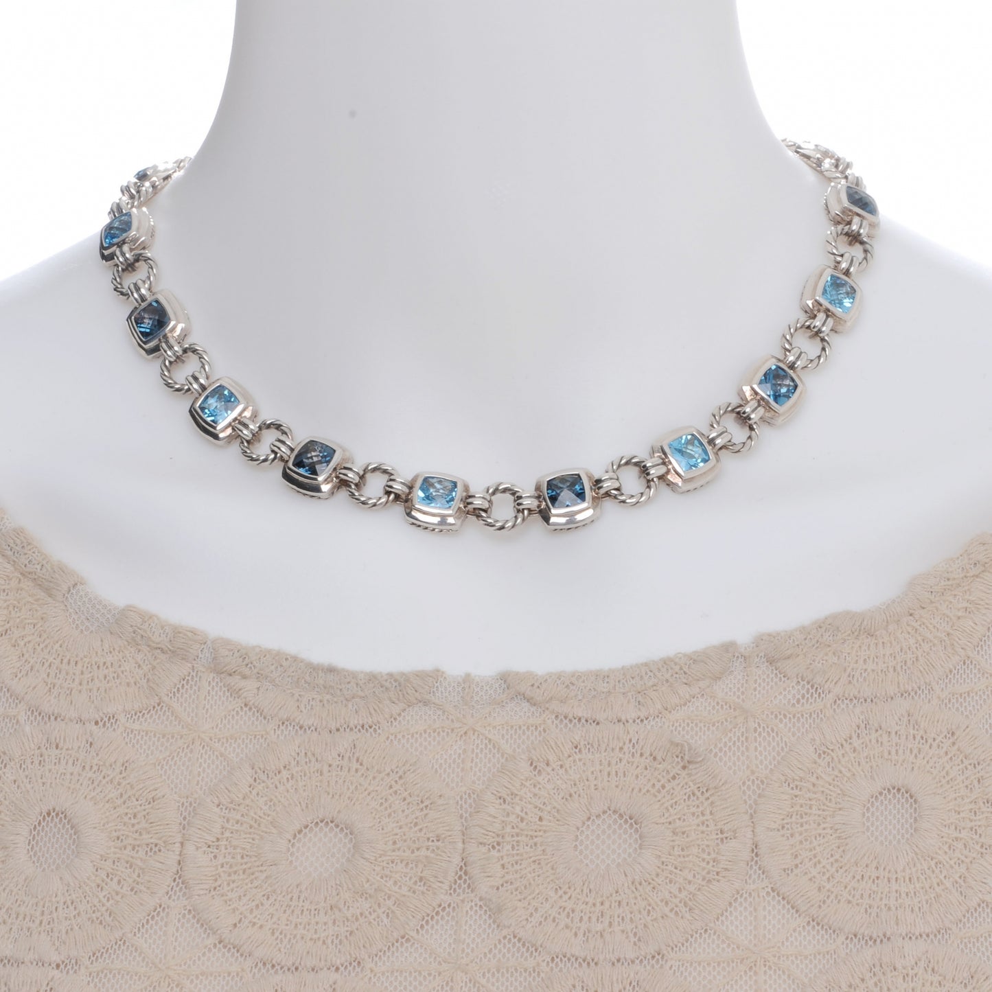 Sterling Silver Blue Topaz Renaissance Necklace