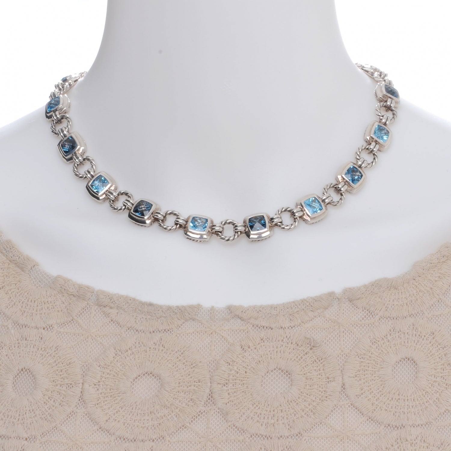 David Yurman Sterling Silver Blue Topaz Renaissance Necklace 2 of 5