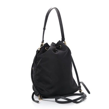 Prada Saffiano Tessuto Nylon Mini Bucket Crossbody Bag Black 2 of 4