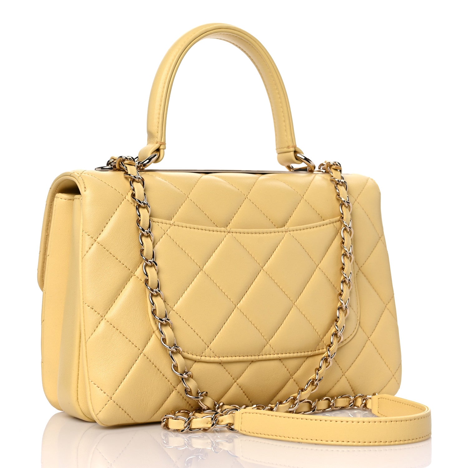 Chanel Lambskin Quilted Small Trendy CC Flap Dual Handle Bag Yellow 3 of 12