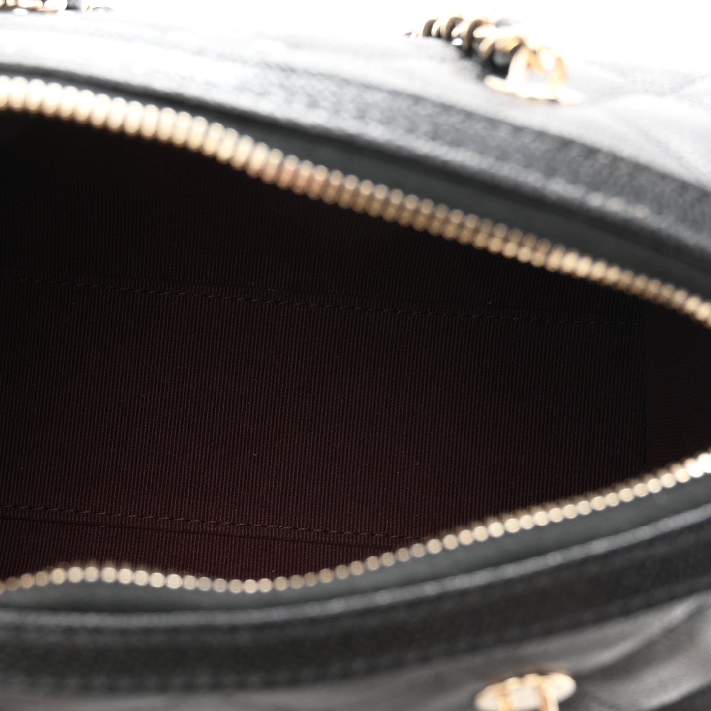 Caviar Quilted Barrel Clutch With Chain  Black