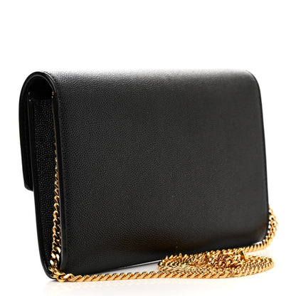Saint Laurent Grain de Poudre Uptown Chain Wallet Black 3 of 9