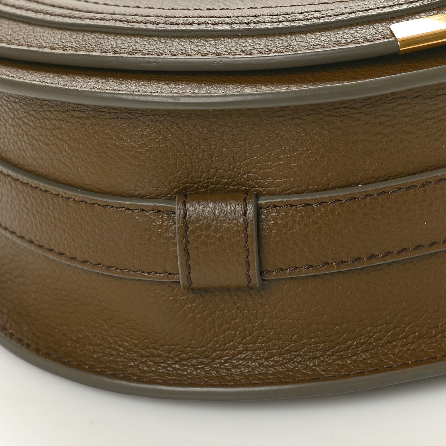 Grained Calfskin Small Marcie Saddle Bag Dark Khaki