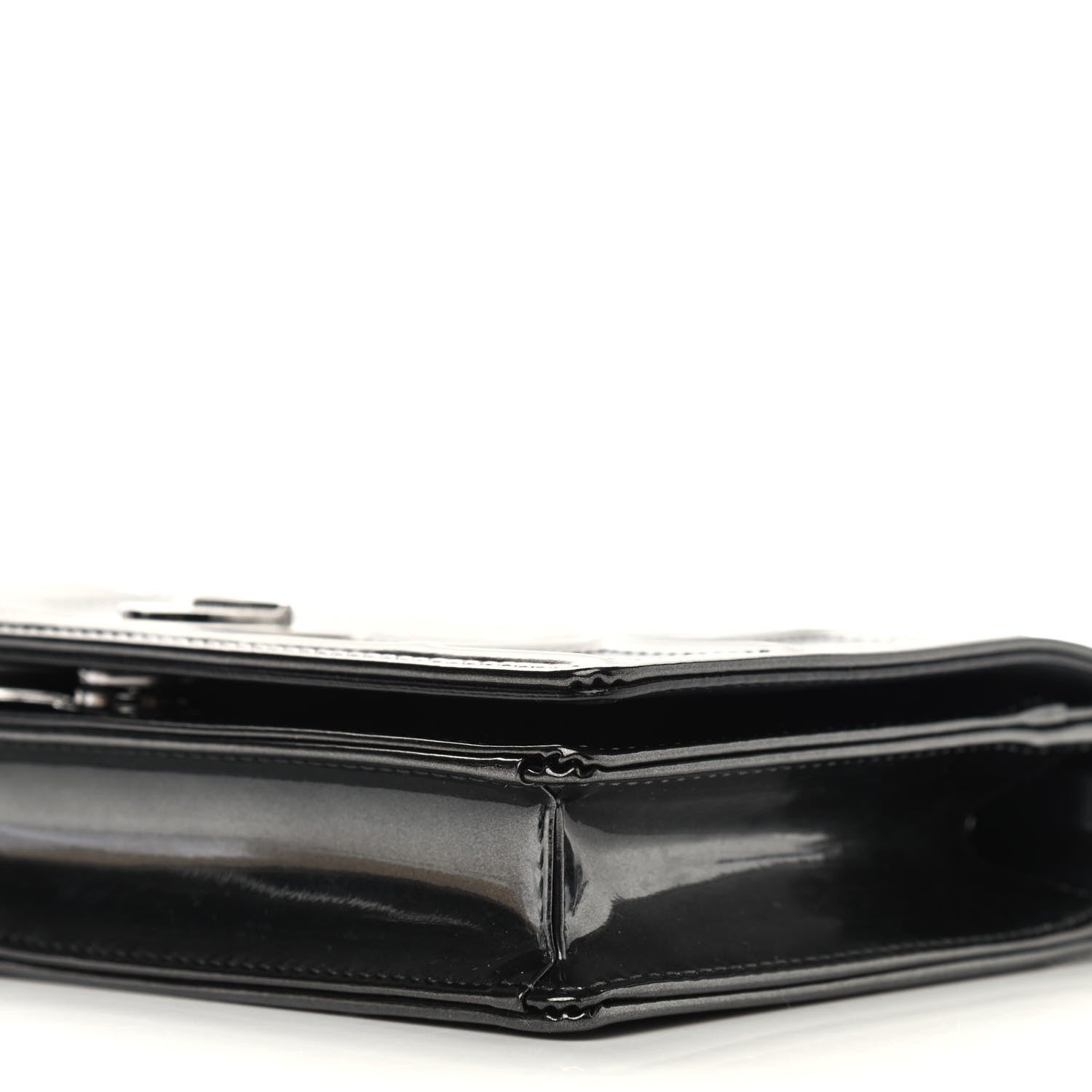 Christian Dior Metallic Patent Micro-Cannage Diorama Wallet on Chain Pouch Black 6 of 8