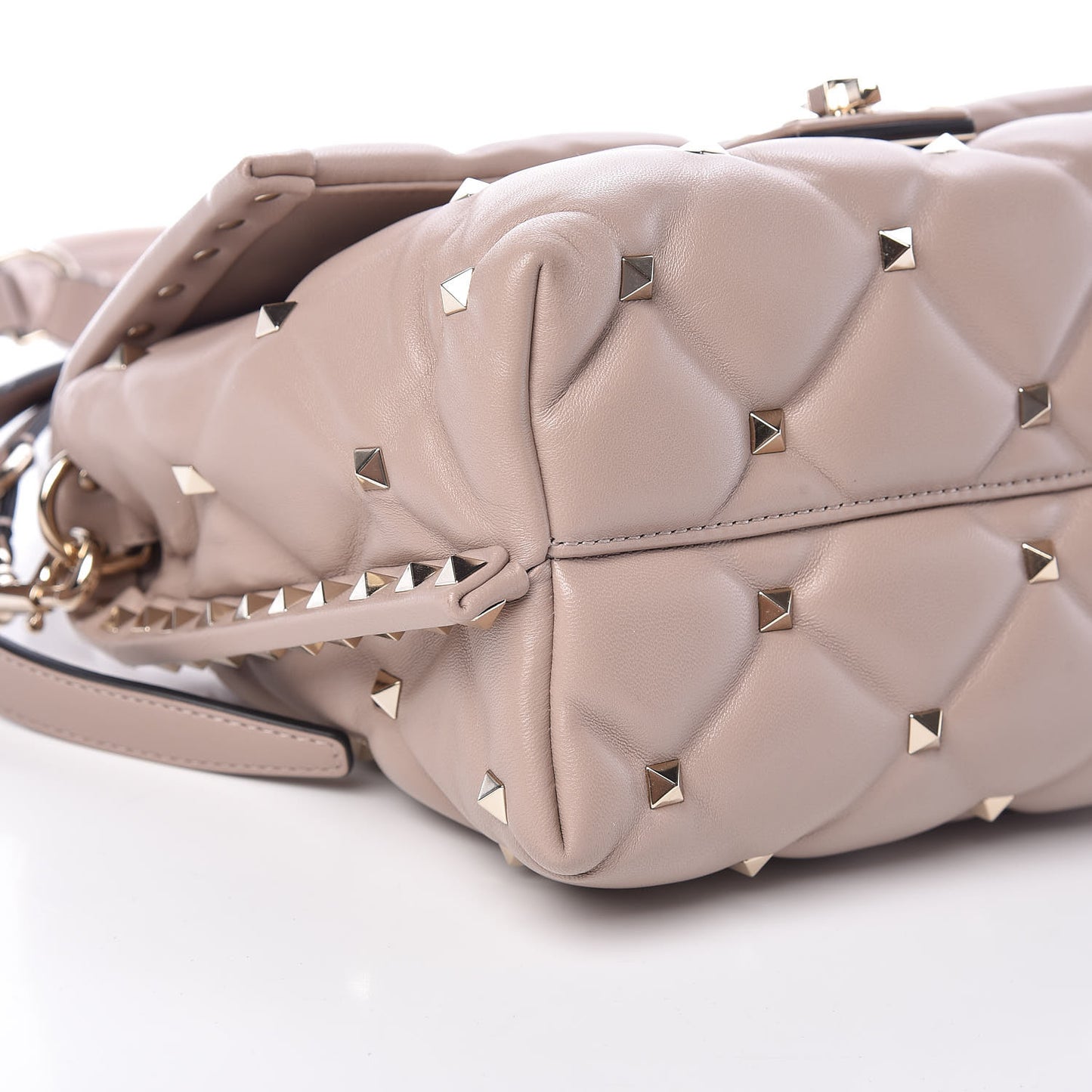 Nappa Medium Candystud Top Handle Bag Poudre