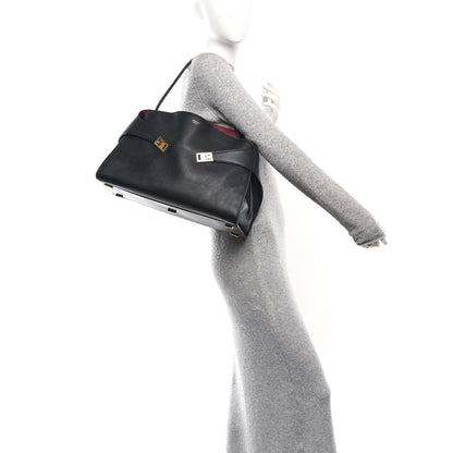 Salvatore Ferragamo Calfskin Large Hug Soft Bicolor Shoulder Bag Black Flame Red 2 of 9