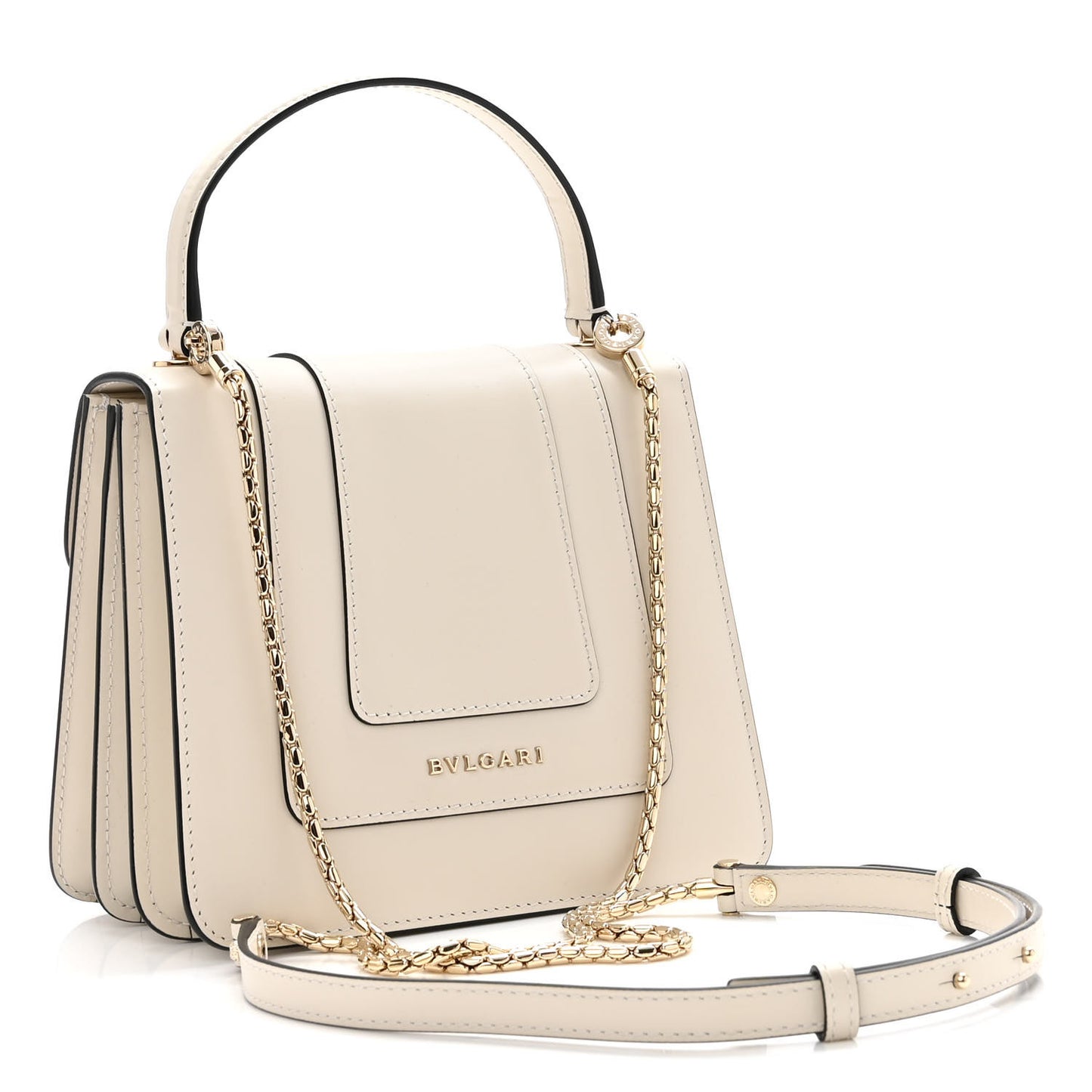 Calfskin Serpenti Forever Top Handle White