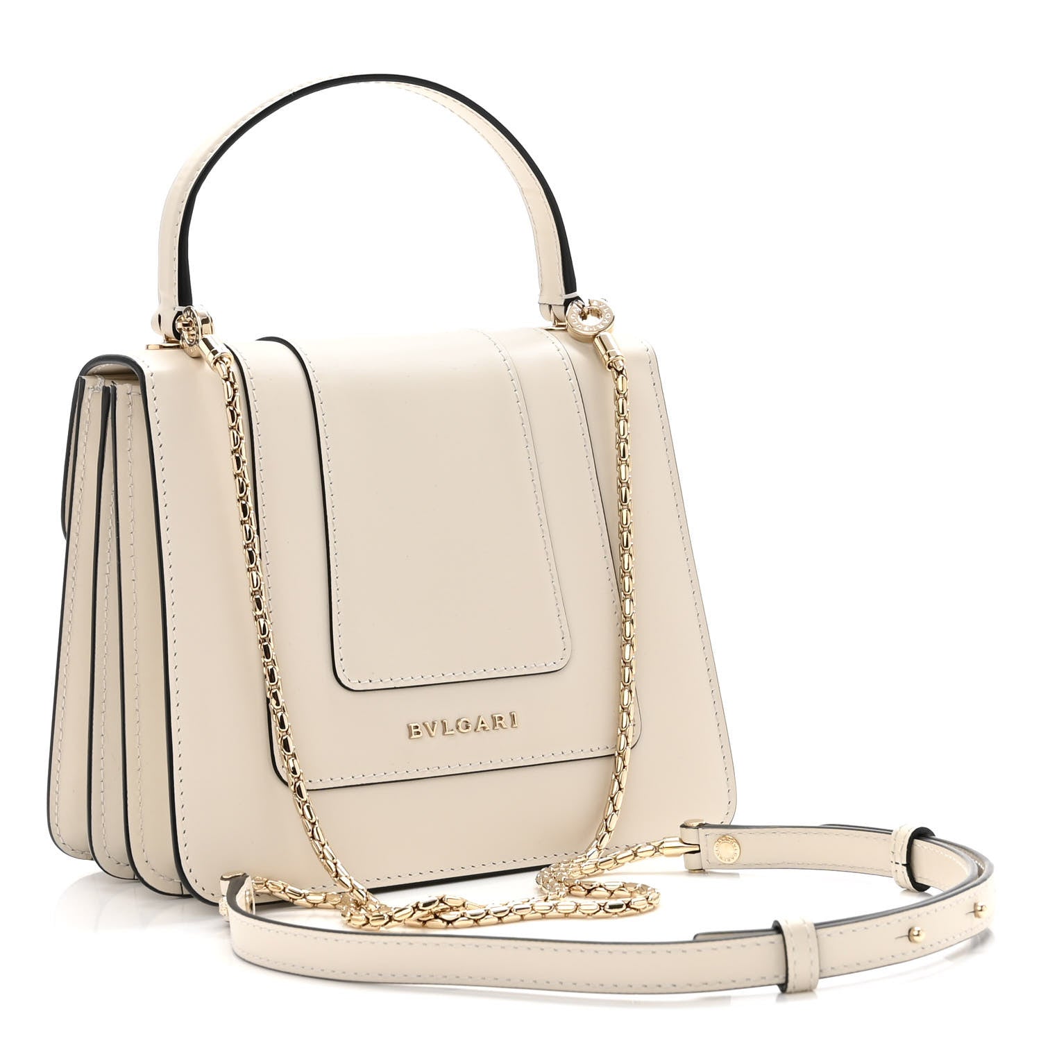 Bulgari Calfskin Serpenti Forever Top Handle White 3 of 9