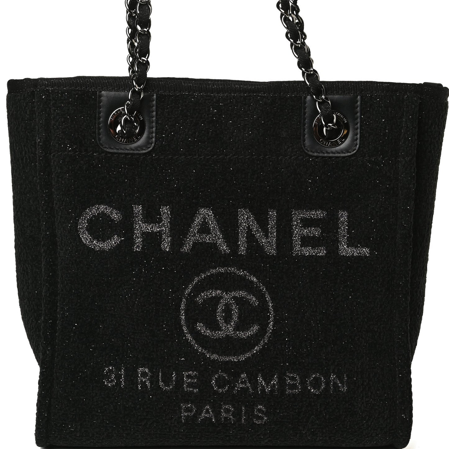 Lurex Boucle Mini Deauville Tote Black