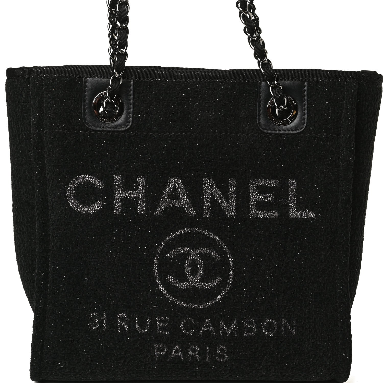Chanel Lurex Boucle Mini Deauville Tote Black 8 of 16